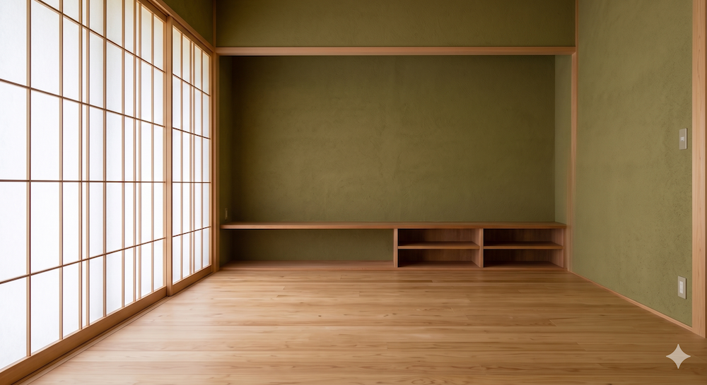 Traditional green tatami in a Japanese-style room