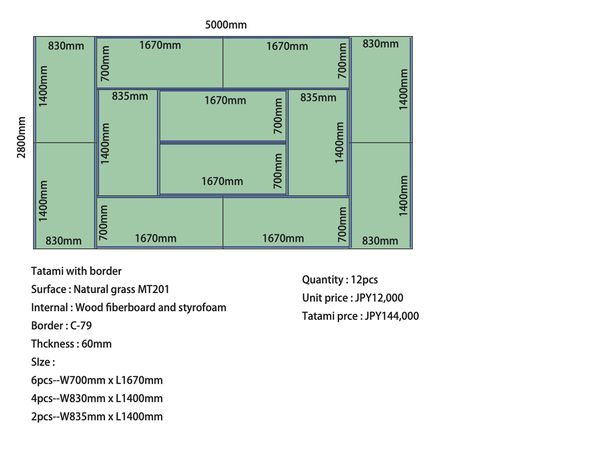 Custom tatami layout proposal for a client room