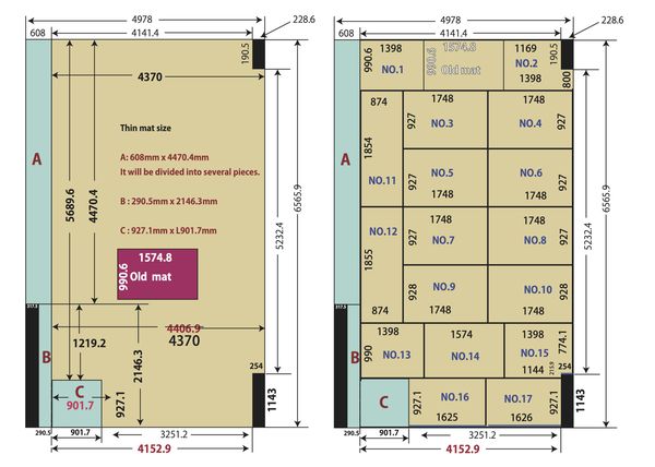 Custom tatami layout proposal for a client room